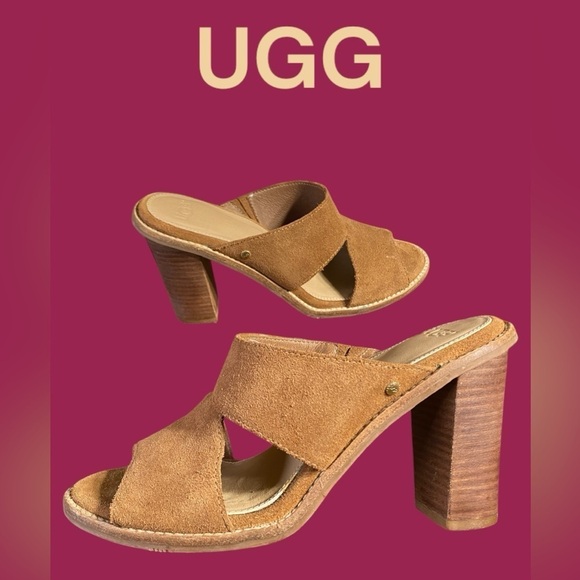 UGG-size 7 CELIA Suede Stacked Heel
Sandals in Chestnut Brown. Worn once! EUC!!! - Picture 2 of 14